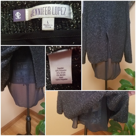 JENNIFER LOPEZ BLACK SHIMMERY SWEATER - Picture 8 of 8